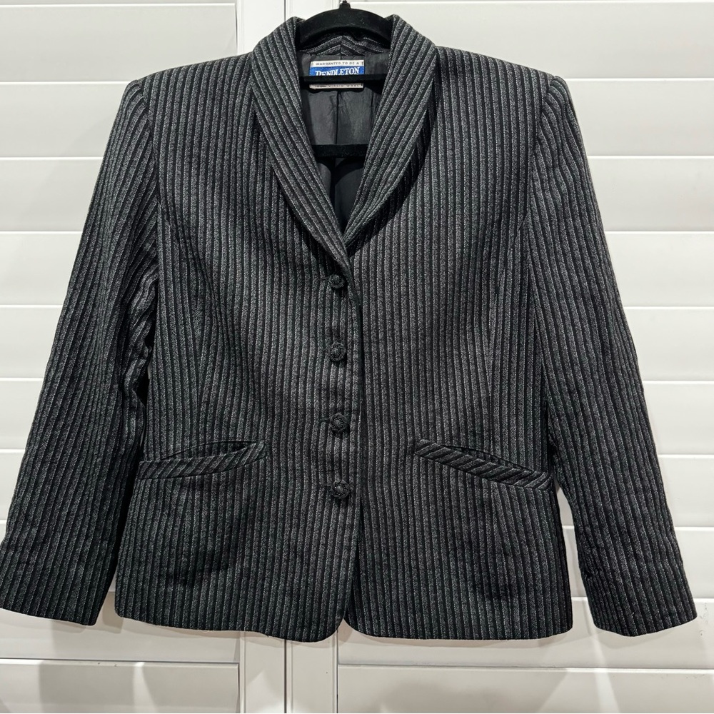 Vintage Pendleton‎ Women’s Wool Button-Up Blazer Stripes Tailored Jacket Classic - Picture 7 of 12